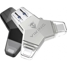 Viking USB Flash disk 3.0 4v1 s koncovkou Lightning/Micro USB/USB/USB-C, 64 GB, černá Viking USB Flash disk 3.0 4v1 s koncovkou Lightning/Micro USB/USB/USB-C, 64 GB, černá