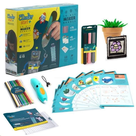 BAZAR - 3Doodler 3D Pero Start+ Bundle + 147 náplní, 12 šablon, 9 karet aktivit, podložka - Poškozený obal (Komplet)