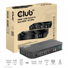 Club3D síťový přepínač - Switch, HDMI KVM Switch - Dual HDMI 4K 60Hz Club3D síťový přepínač - Switch, HDMI KVM Switch - Dual HDMI 4K 60Hz