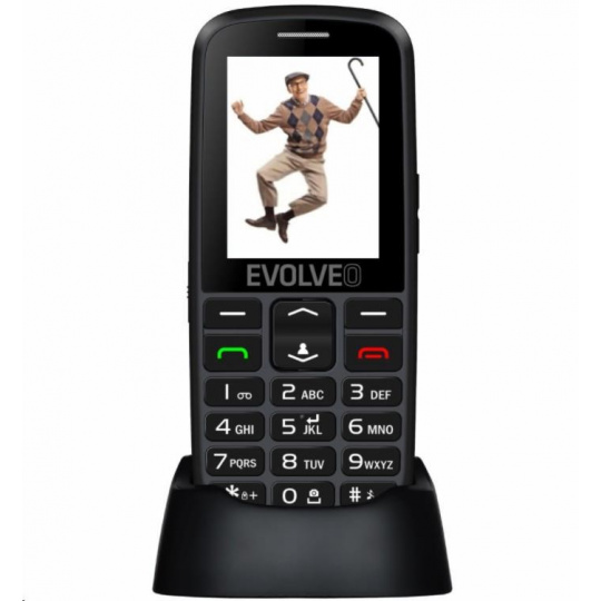 EVOLVEO EasyPhone EG, mobilní telefon pro seniory s nabíjecím stojánkem, černá