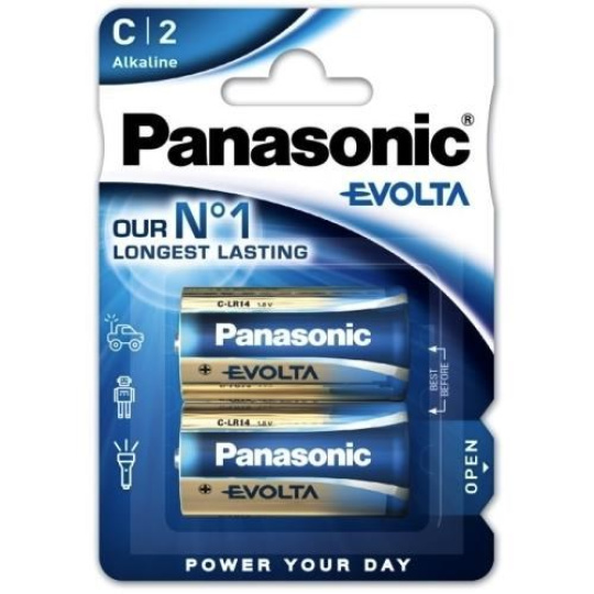 BAZAR - PANASONIC Alkalické baterie EVOLTA Platinum LR14EGE/2BP 1,5V (Blistr 2ks) - Poškozený obal (Komplet)