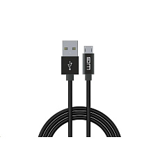 WG - Datový kabel Micro USB na USB-A, 1 metr, s prodlouženým konektorem, černá