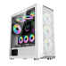 1stCOOL skříň Wind Storm White MiddleTower, AU, USB3.0, bez zdroje, RGB fan, průhledná bočnice, bílá