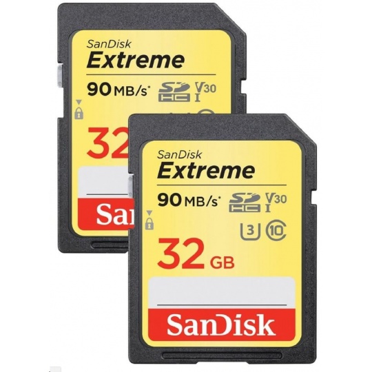 SanDisk SDHC karta 32GB Extreme (90MB/s V30 UHS-I U3) 2-pack