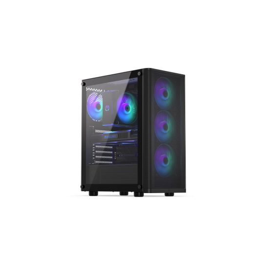 ENDORFY Case Ventum 200 ARGB, Průhledná bočnice, ATX, 4x120mm ARGB Fan, černá