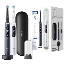 Oral-B iO8 Series Duo set zubních kartáčků, magnetický, displej, 6 režimů, tlakový senzor, 2 kusy, černá a bílá Oral-B iO8 Series Duo set zubních kartáčků, magnetický, displej, 6 režimů, tlakový senzor, 2 kusy, černá a bílá