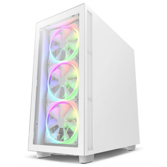 NZXT skříň H7 Elite Edition / ATX / 4x120mm (3xRGB) fan / USB-C /2x USB/ proskl. bočnice / proskl. přední panel / bílá