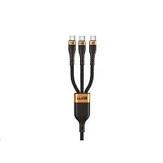 WG - Datový kabel 3v1 Type-C na 3x Type-C, 90 cm, 100 W + 15 W + 15 W, černá